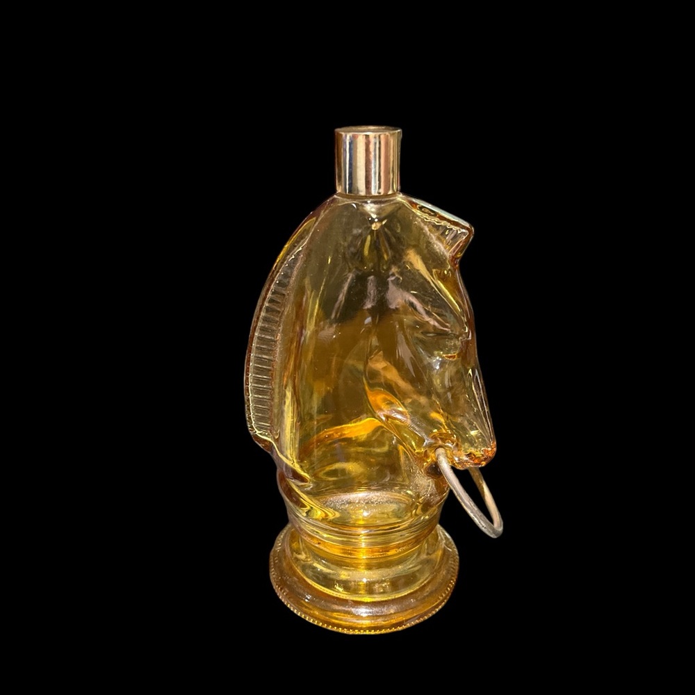 Vintage Amber Glass Horse Perfume Bottle - EMPTY